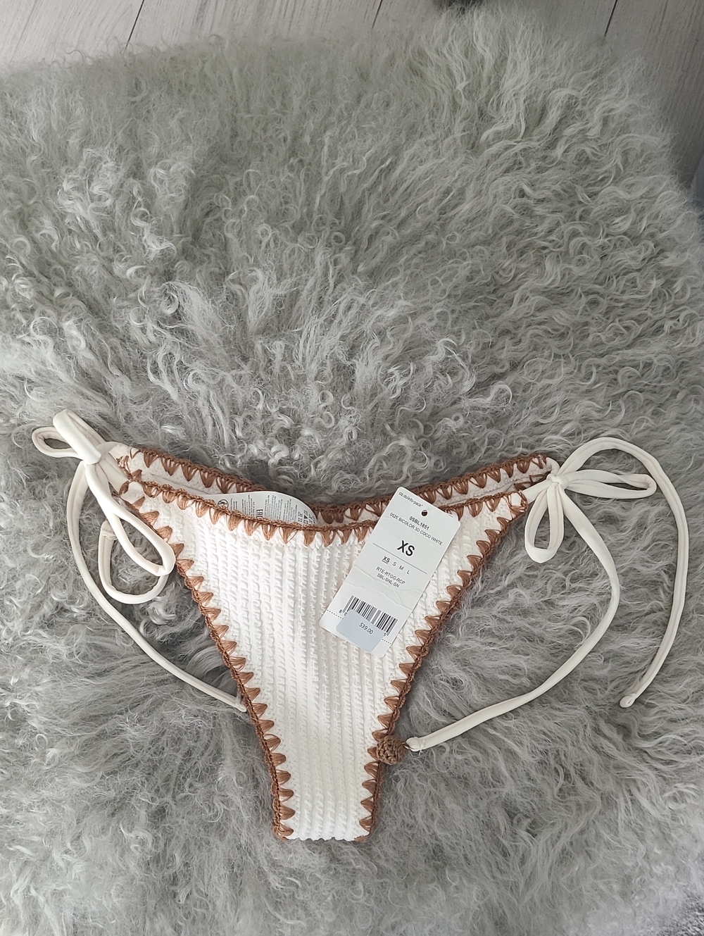 NWT Calzedonia White Crochet Edge Tie Bikini Bottoms